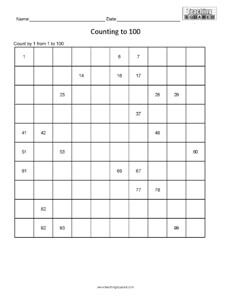 Counting Table to 100- Easy math worksheets teaching