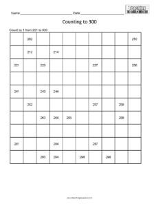 Counting Table to 300- Easy math worksheets teaching