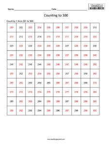 Counting Table to 300- Numeration