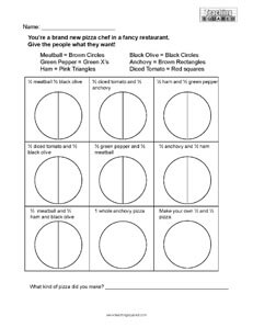 Fraction Pizzas- Fraction Math Worksheets