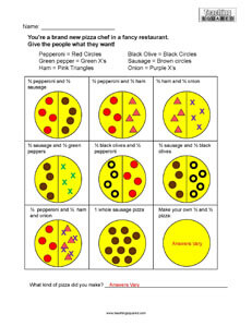 Fraction Pizzas Math Worksheets