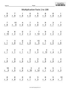 Multiplication to 100 multiplication worksheets