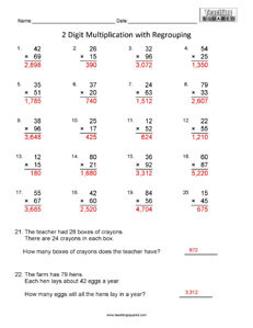 2 Digit Multiplication- B Best Math Worksheets