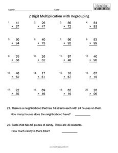 2 Digit Multiplication- B best Math Worksheets