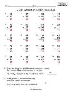 2 Digit Subtraction- No Regrouping Best Math Worksheets
