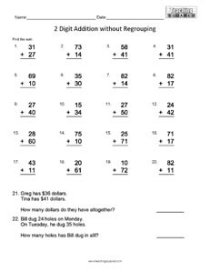 2 Digit Addition With Regrouping Pdf - 2 Digit Addition And Subtraction Without Regrouping Pdf