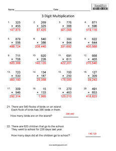 3 Digit Multiplication- Best Math Worksheets