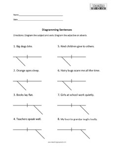Sentence Diagramming- Modifiers Worksheet