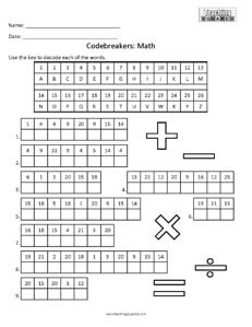 Codebreakers Math Terms Fun kids activity