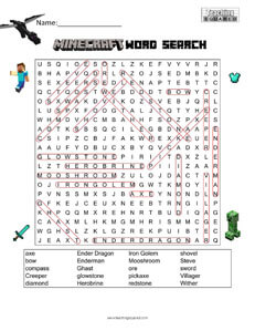 Minecraft Word Search Puzzles