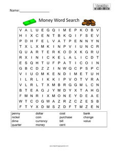 Money Word Search Puzzles