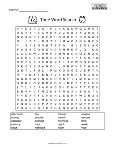Time Word Search Puzzles