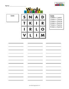 Words game worksheets boggle