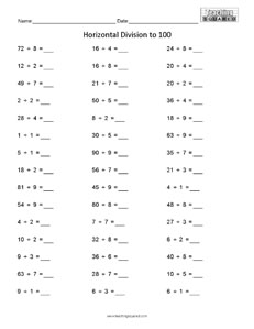 45 problems to practice division facts math worksheets teaching