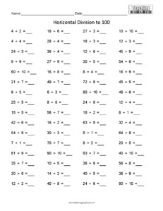 64 problems to practice division facts math worksheets teaching