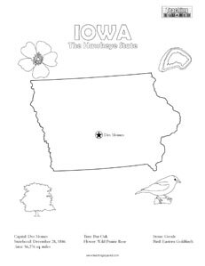 fun Iowa United States coloring page for kids