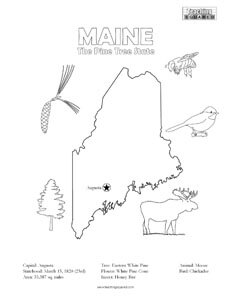 fun Maine United States coloring page for kids