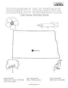 fun North Dakota coloring page for kids