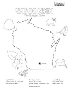 fun Wisconsin United States coloring page for kids