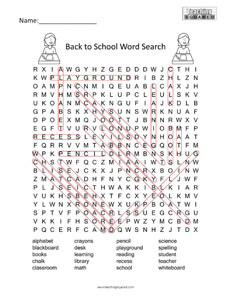 Back to School- Word Search Puzzles