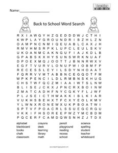 Back to School word search puzzles