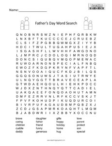 Father's Day holiday word search puzzles