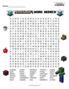 Minecraft Word Search Puzzles