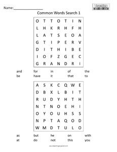Common Words Search 1 Puzzles