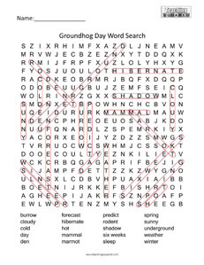 Groundhog Day- Holiday Word Search