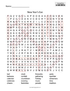 New Year's Eve- Holiday Word Searches Puzzles