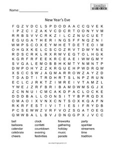 New Year's Eve- Holiday Word Searches Puzzles