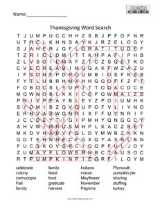 Thanksgiving- Holiday Word Search