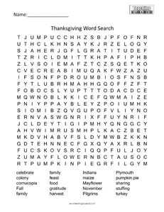 Thanksgiving- Holiday Word Search Puzzles
