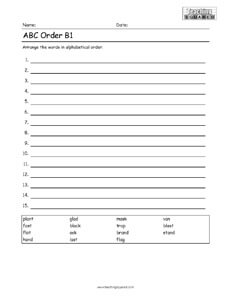 ABC Order Alphabetical Order Spelling practice