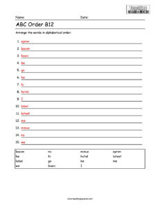 ABC Order Practice- Spelling B