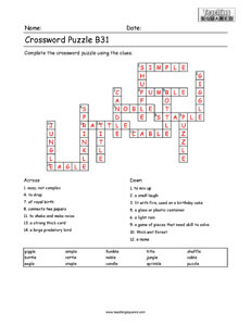 Crossword Puzzle- Spelling B