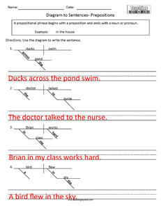 Diagram to Sentences- Prepositions 2 Grammar practice worksheets