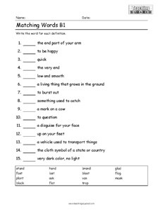 Matching Words- Spelling Practice B1