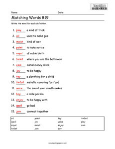 Matching Words- Spelling Practice B