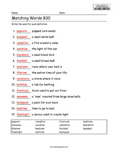 Matching Words- Spelling Practice B