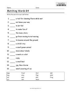 2nd Grade Matching Words and practice