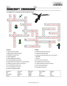 Minecraft Crossword Puzzle Puzzle