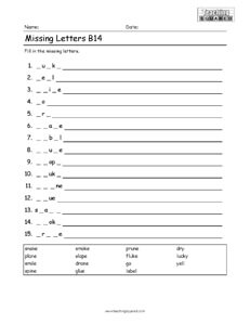 Missing Letters- Spelling Puzzle B