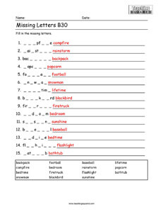 Missing Letters- Spelling Puzzle B