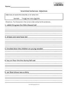 Scrambled Sentences- Adjectives Worksheet