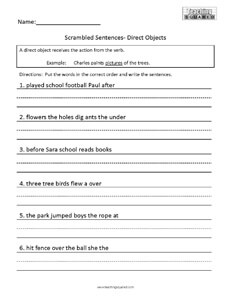 Scrambled Sentences- Direct Objects Worksheet