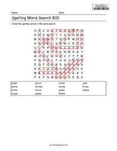 Word Search- Spelling Practice B10