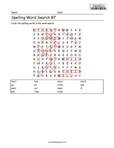 Word Search- Spelling Practice B7