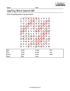 Word Search- Spelling Practice B9