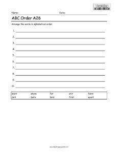 ABC Order 1st Grade